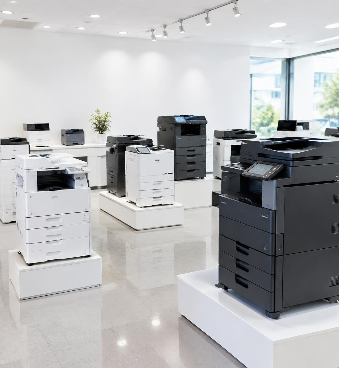 Office printers and photocopiers on display